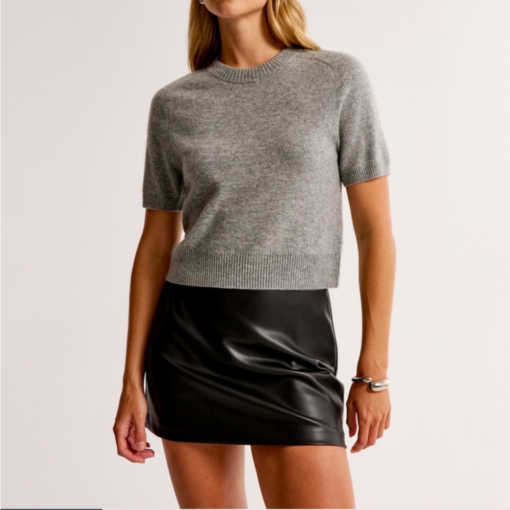 Abercrombie Scarlett Vegan Leather Mini Skort in Black